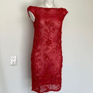 Pilar ruiz red transparent dress 100% silk